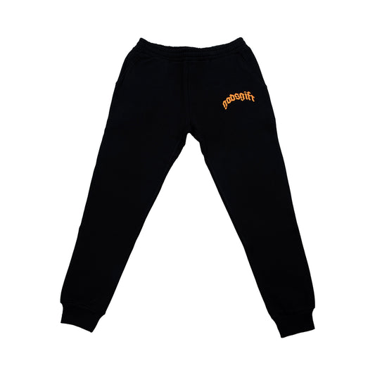 GodsGift Fleece Sweatpants (Black/Orange Logo)