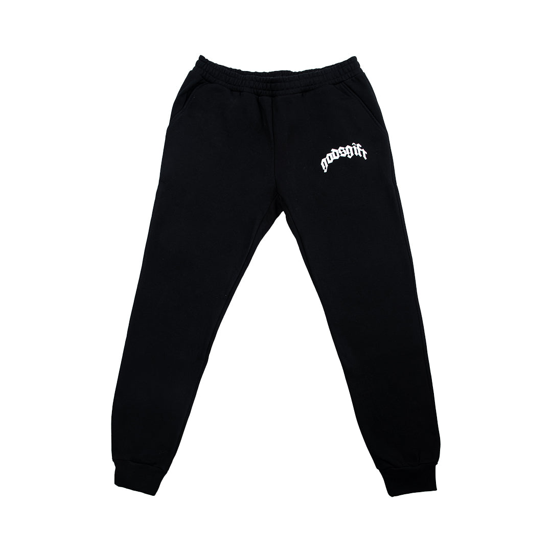 GodsGift Fleece Sweatpants (Black/White Logo)